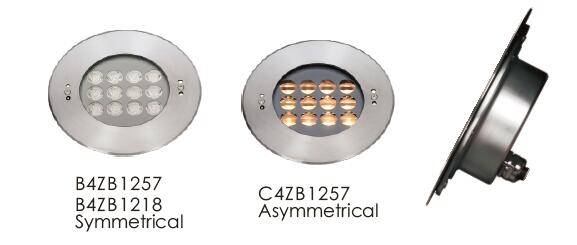 C4ZB1257 C4ZB1218 45 ° / 35 ° Asimetris LED Lampu Kolam Renang Bawah Air IP68 Tahan Air 1