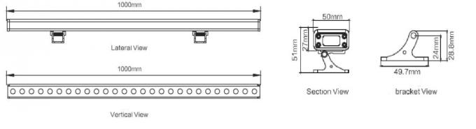 27W Dimmable Exterior Linear LED Wall Washer Light Single / RGB Color Bekerja Dengan DMX Decoder 0