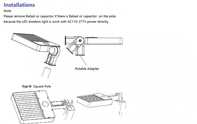 240w 320w LED Shoebox Lights Direct Arm Mount 3 Stage Peredupan Fungsi Opsional 3