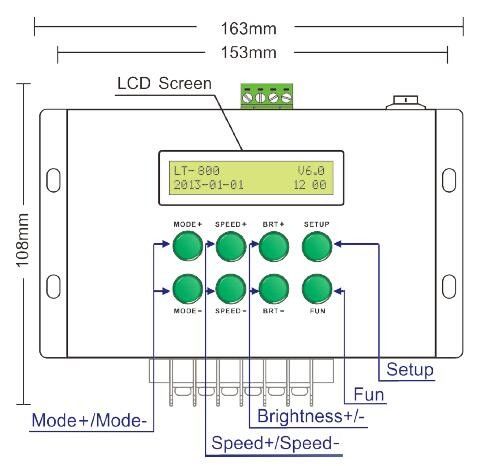 Layar LCD DMX Master Controller, LED Controller dengan 580 mode Perubahan Warna 1