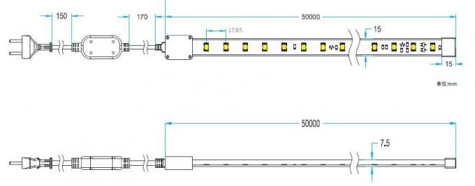 220 - 240V 5W / Meter 5050 Lampu Strip LED Output Tinggi, Pita LED Di Bawah Pencahayaan Kabinet 1